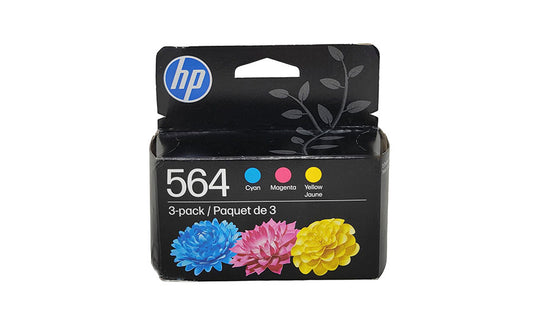 HP 564 Ink 3 Pack - Cyan Magenta Yellow - Original HP Ink Cartridges (N9H57FN, N9H57FN#RFD)