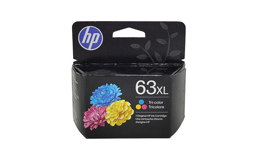 HP 63XL High Yield Ink - Tri-Color - Original HP Ink Cartridge (F6U63AN#140, F6U63AN#RFD)