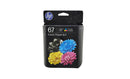 HP 67 Ink 2 Pack - Black Tri-Color - Original HP Ink Cartridges (3YP29AN#140, 3YP29AN#RFD)