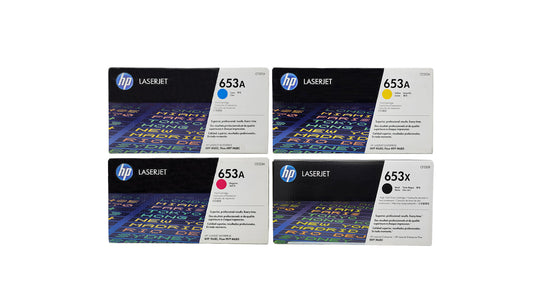 HP 653X / 653A Toner SET - Combo 4 Pack - CF320X CF321A CF322A CF323A - Black Cyan Magenta Yellow - Original HP LaserJet Toner Cartridges