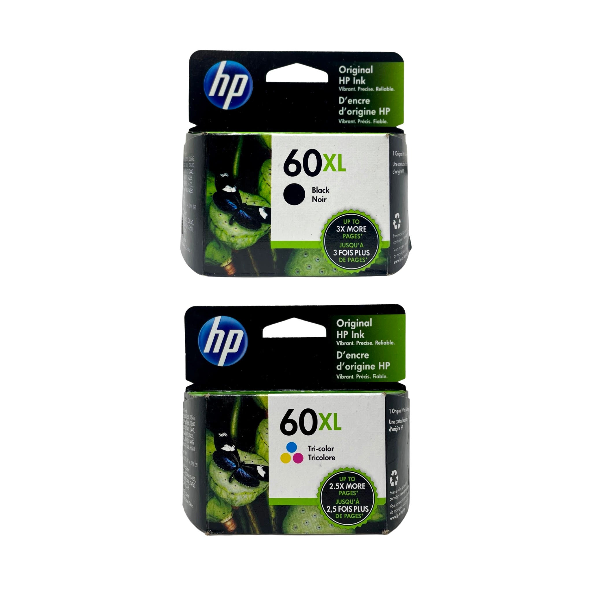 HP 60XL High Yield Ink 2 Pack - Black Tri Color - Original HP Ink Cartridges