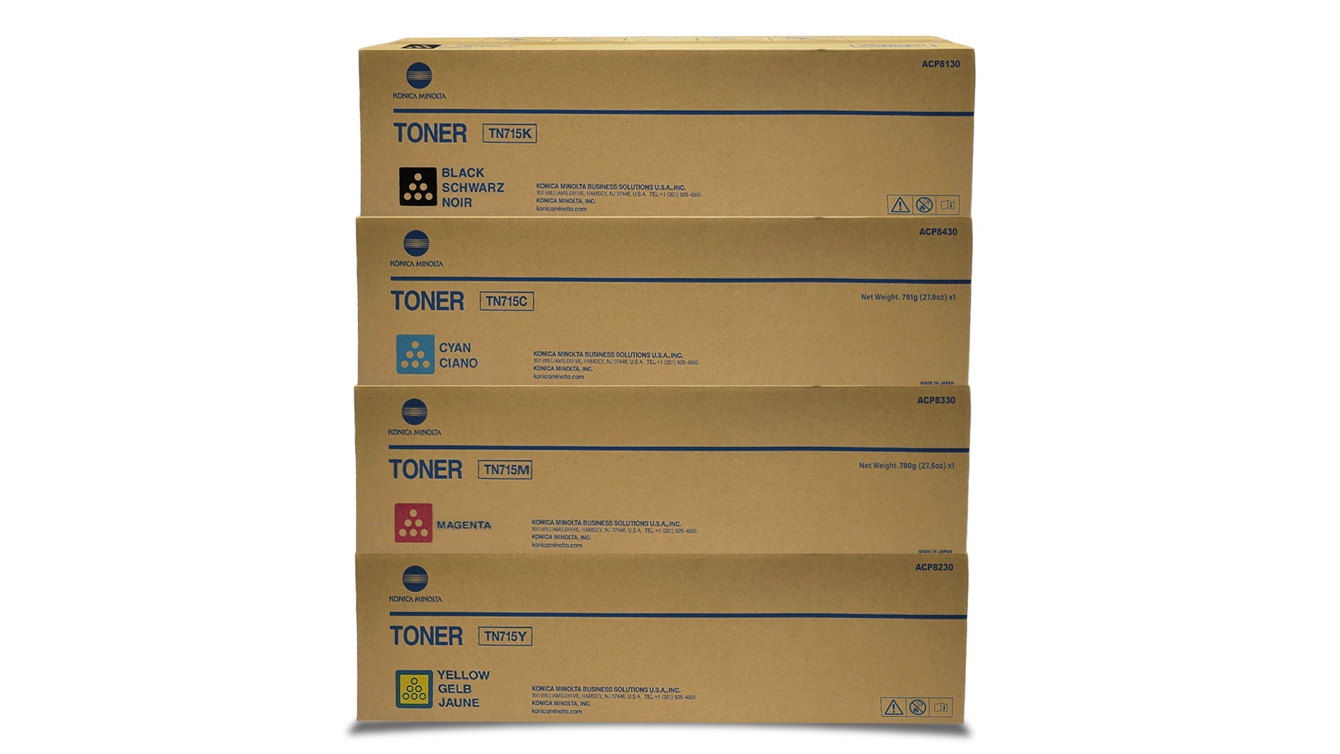 Konica Minolta TN715SET Toner - ACP8130 ACP8430 ACP8330 ACP8230 - Black Cyan Magenta Yellow - Toner Cartridge