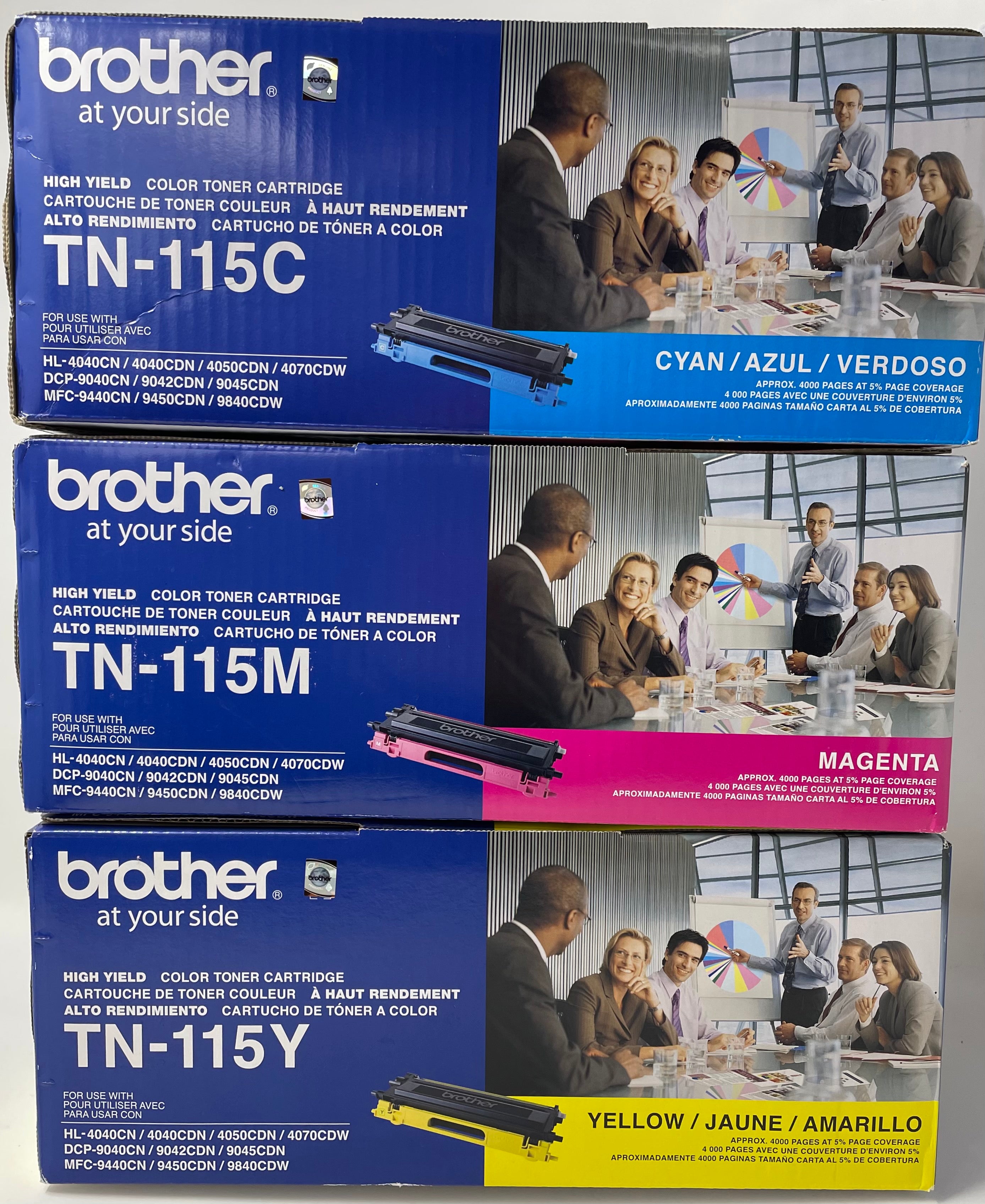 Brother TN-115C TN-115M TN-115Y High Yield Color Toner Cartridge 3-Pack