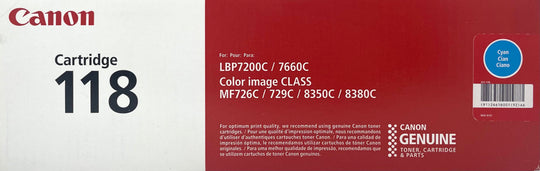 Genuine Canon 118 Cyan Toner Cartridge, Standard (2661B001)