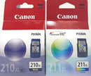 Genuine Canon PG-210 XL/CL-211 XL Combo Black/Color Ink Cartridges, High Yield