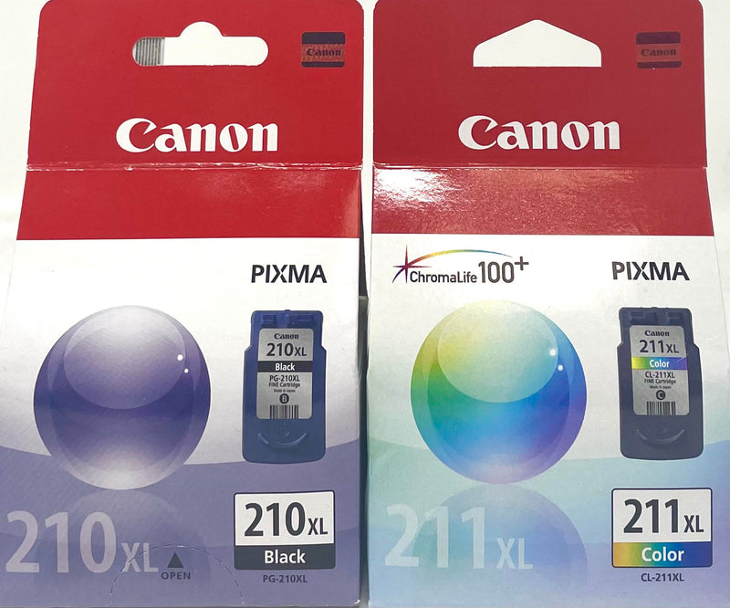 Genuine Canon PG-210 XL/CL-211 XL Combo Black/Color Ink Cartridges, Hi