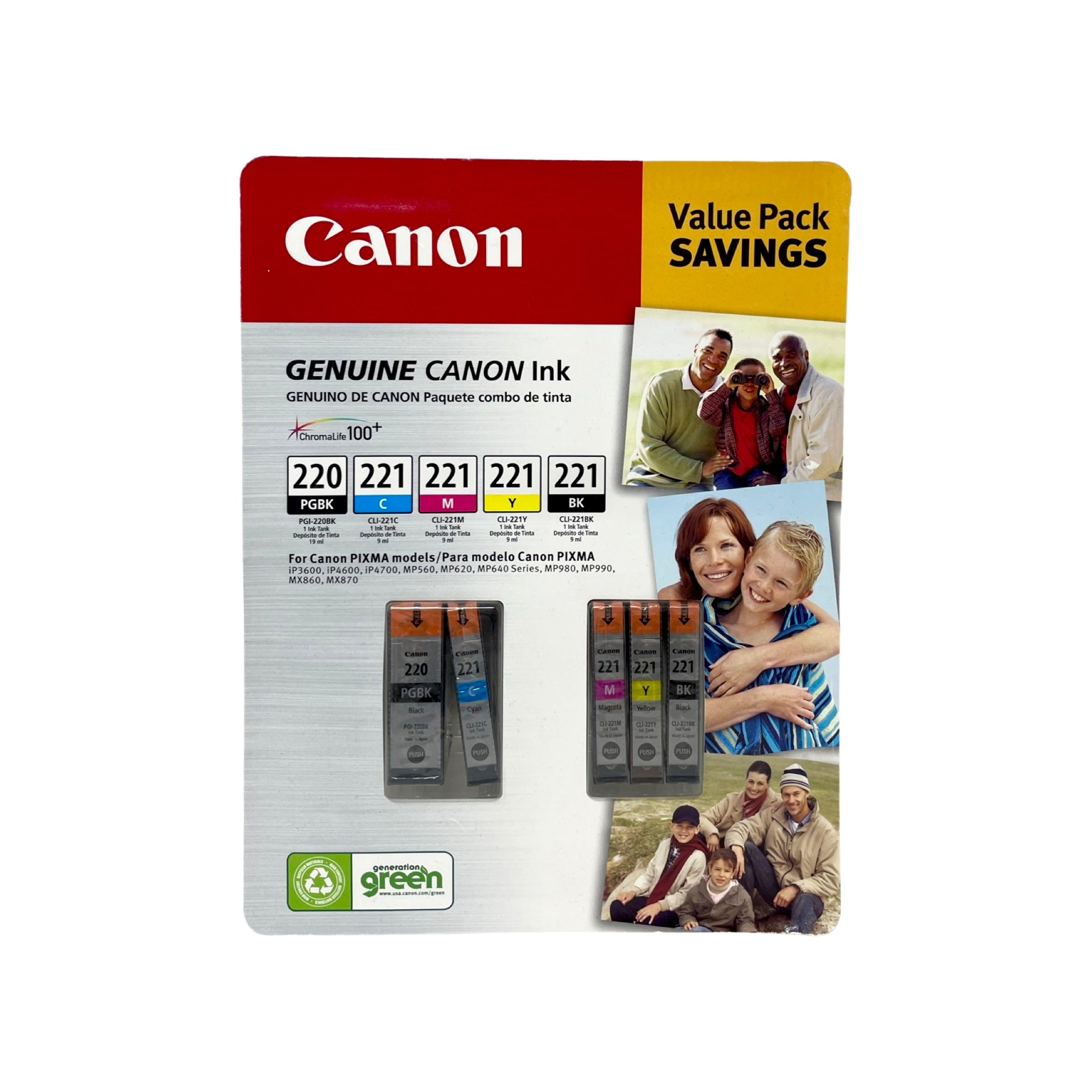 Genuine Canon PGI-220/CLI-221, 5 Pack