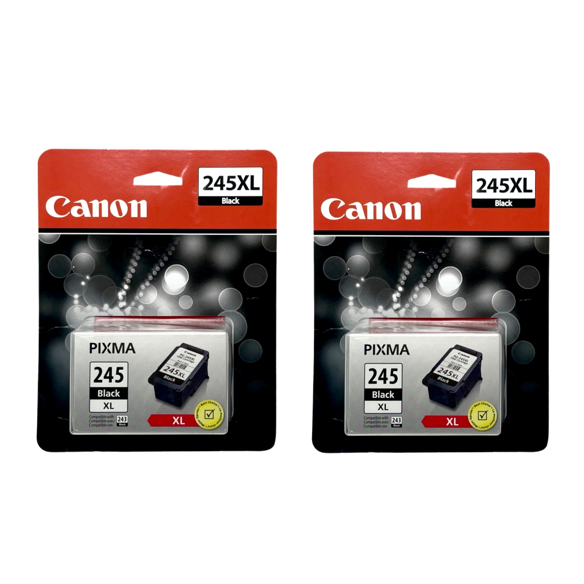 Genuine Canon PG-245XL 2-Pack Black Ink Cartridges, High Yield