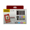 Genuine Canon PGI-250/CLI-251 Black/Cyan/Magenta/Yellow Ink Cartridges w/ Photo Paper, Standard, 4/Pack (6497B004)