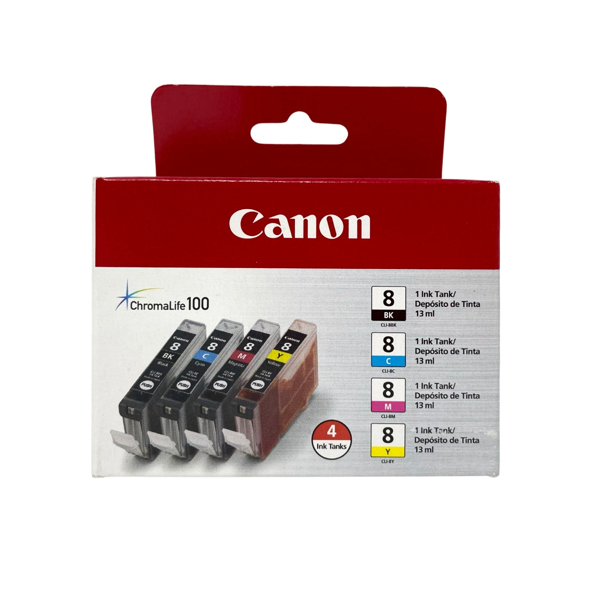 Genuine Canon CLI 8 Black/Color Ink Cartridges, Standard Yield, 4/Pack (0620B010)