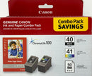 Genuine Canon PG-40/CL-41 Combo Ink Pack with Photo Paper Glossy