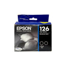 Genuine Epson 126 Dual Black Ink Cartridges, High Yield, 2/Pack (T126120-D2)