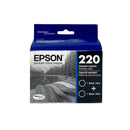 Genuine Epson 220 Black Ink Cartridges, Standard, 2/Pack (T220120-D2)