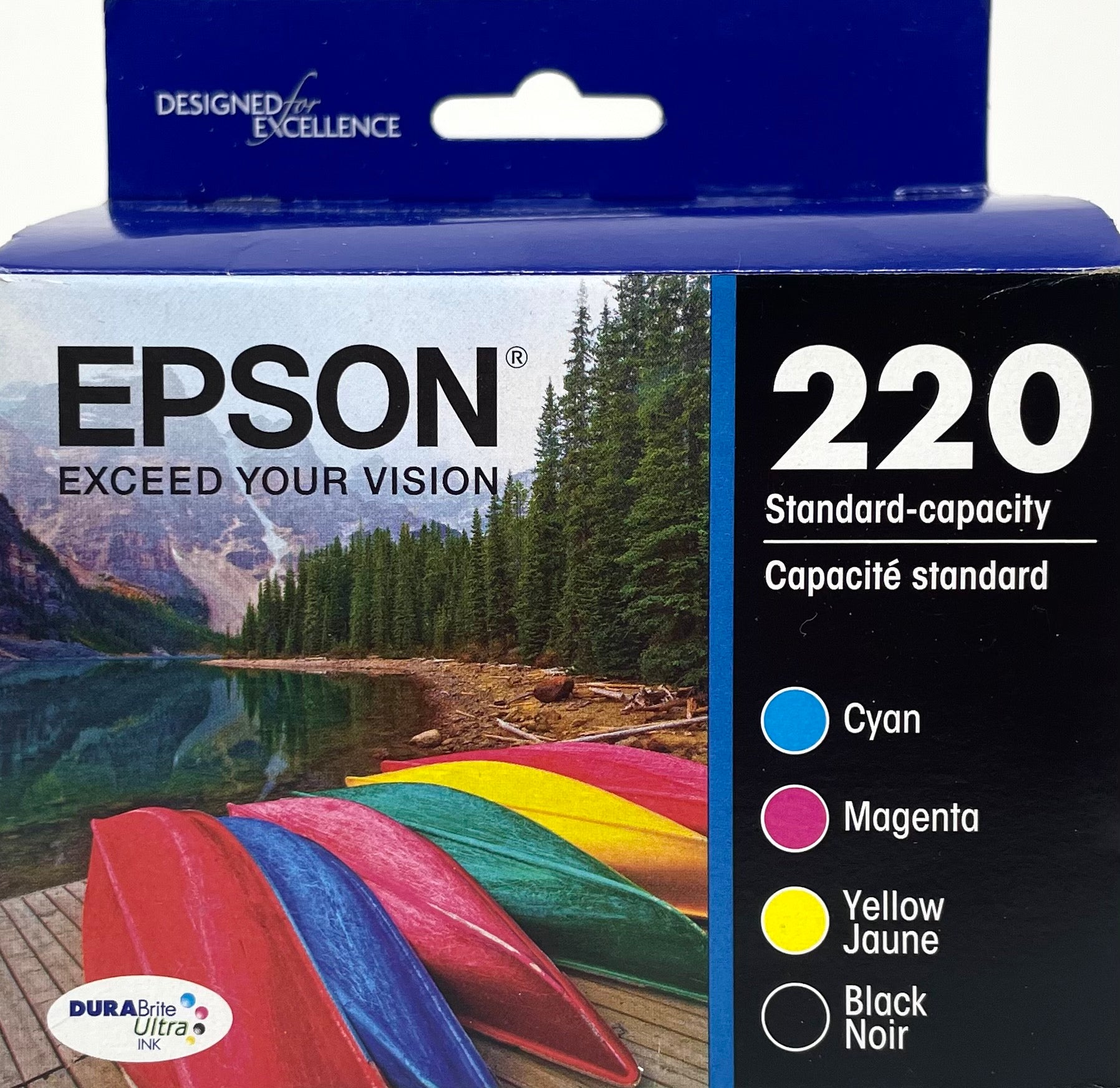 Genuine Epson 220 Black/Color Ink Cartridges, Standard, 4/Pack (T220120-BCS)