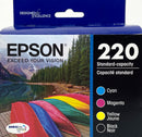 Genuine Epson 220 Black/Color Ink Cartridges, Standard, 4/Pack (T220120-BCS)