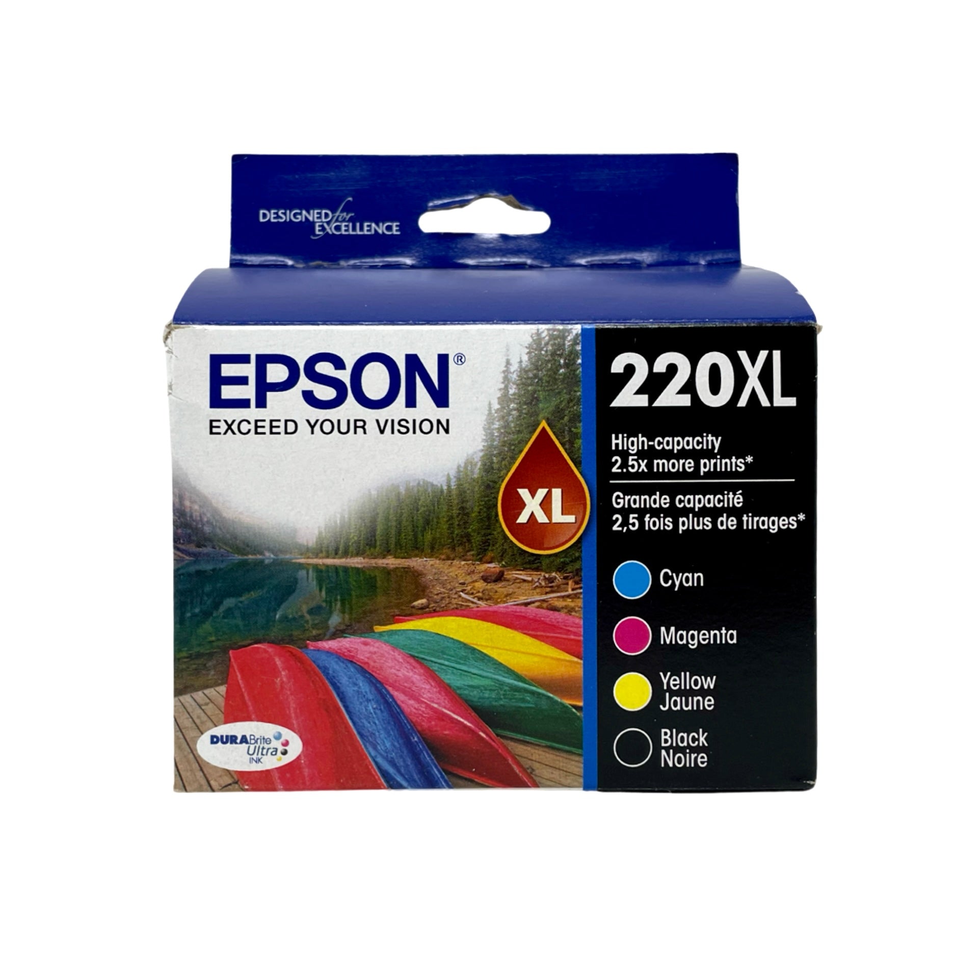 Genuine Epson 220XL Black/Color Ink Cartridges, High-Yield, 4/Pack