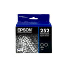 Genuine Epson DURABrite Ultra 252 (T252120-D2) Black Ink Cartridges, Multi-pack (2 cart per pack)