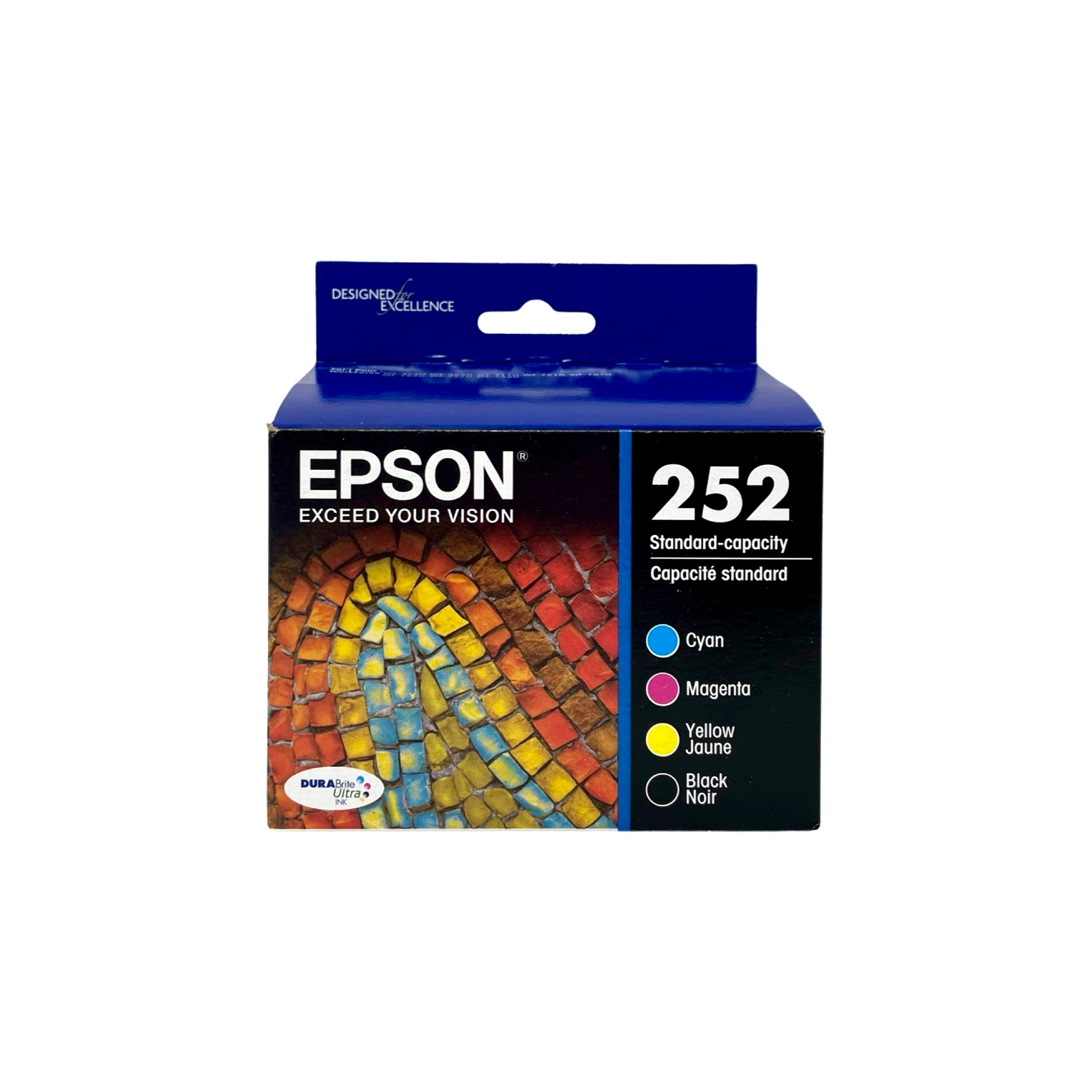 Genuine Epson 252 Black/Cyan/Magenta/Yellow Ink Cartridges, Standard, 4/Pack (T252120-BCS)