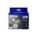 Genuine Epson 288 Black Cartridges, Standard, 2/Pack (T288120-D2)