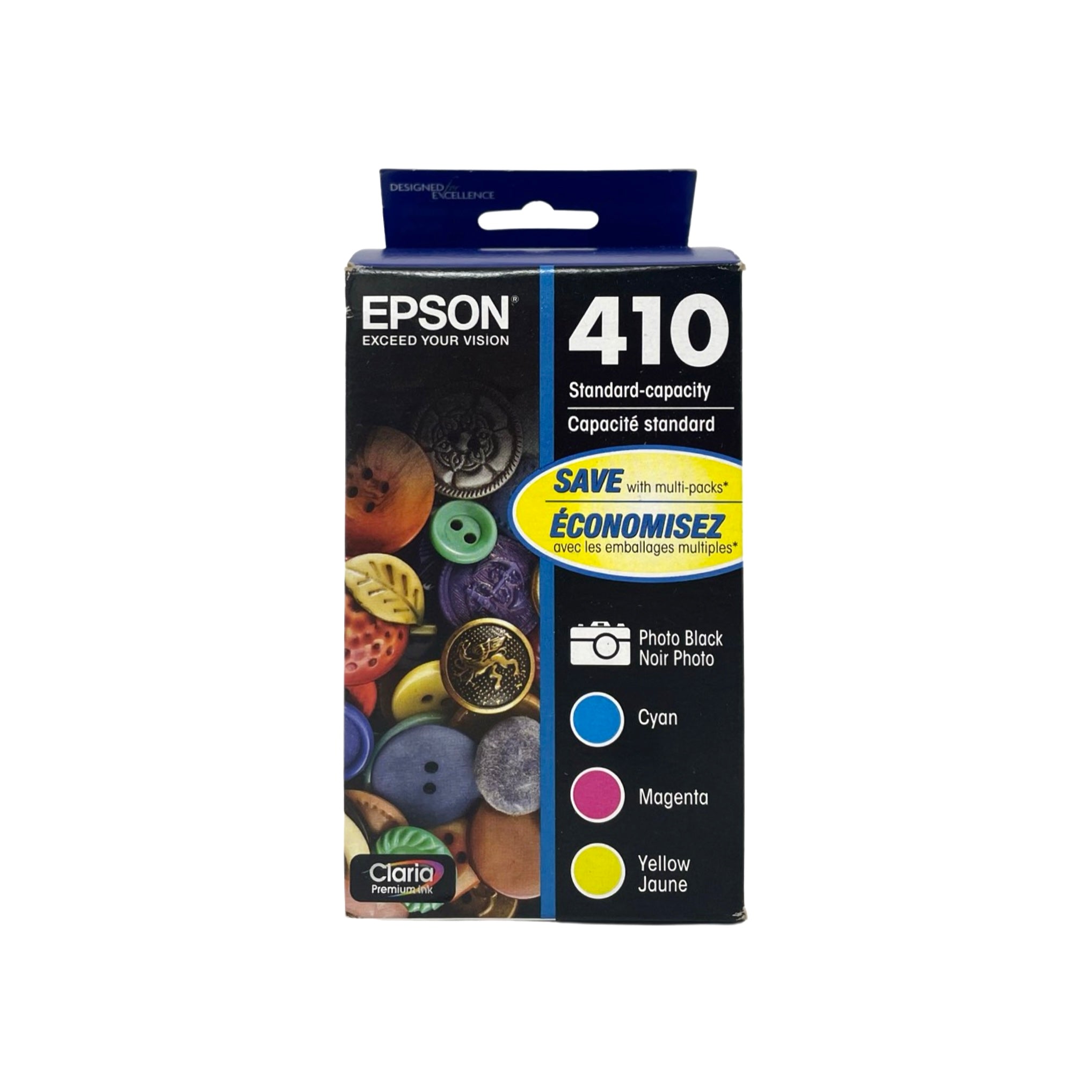 Genuine Epson 410 Color Combination Ink Cartridges, Standard, 4/Pack (T410520-S)
