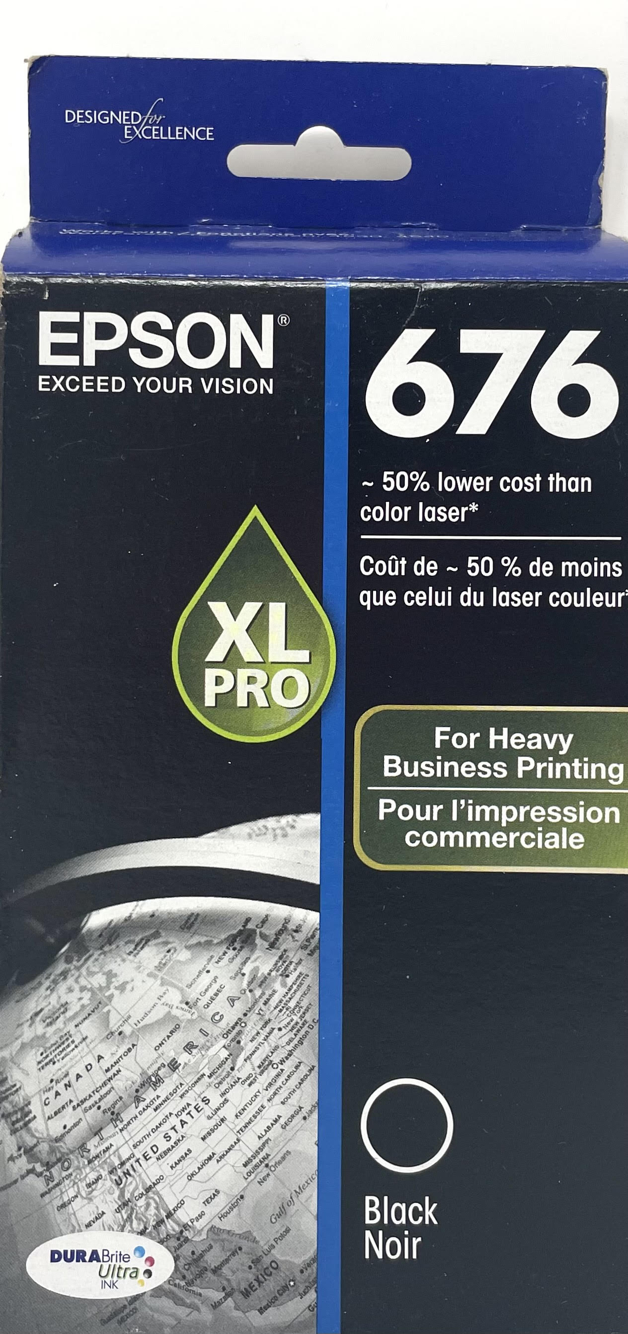 Genuine Epson 676XL Black Ink Cartridge, High Yield (T676XL120-S)