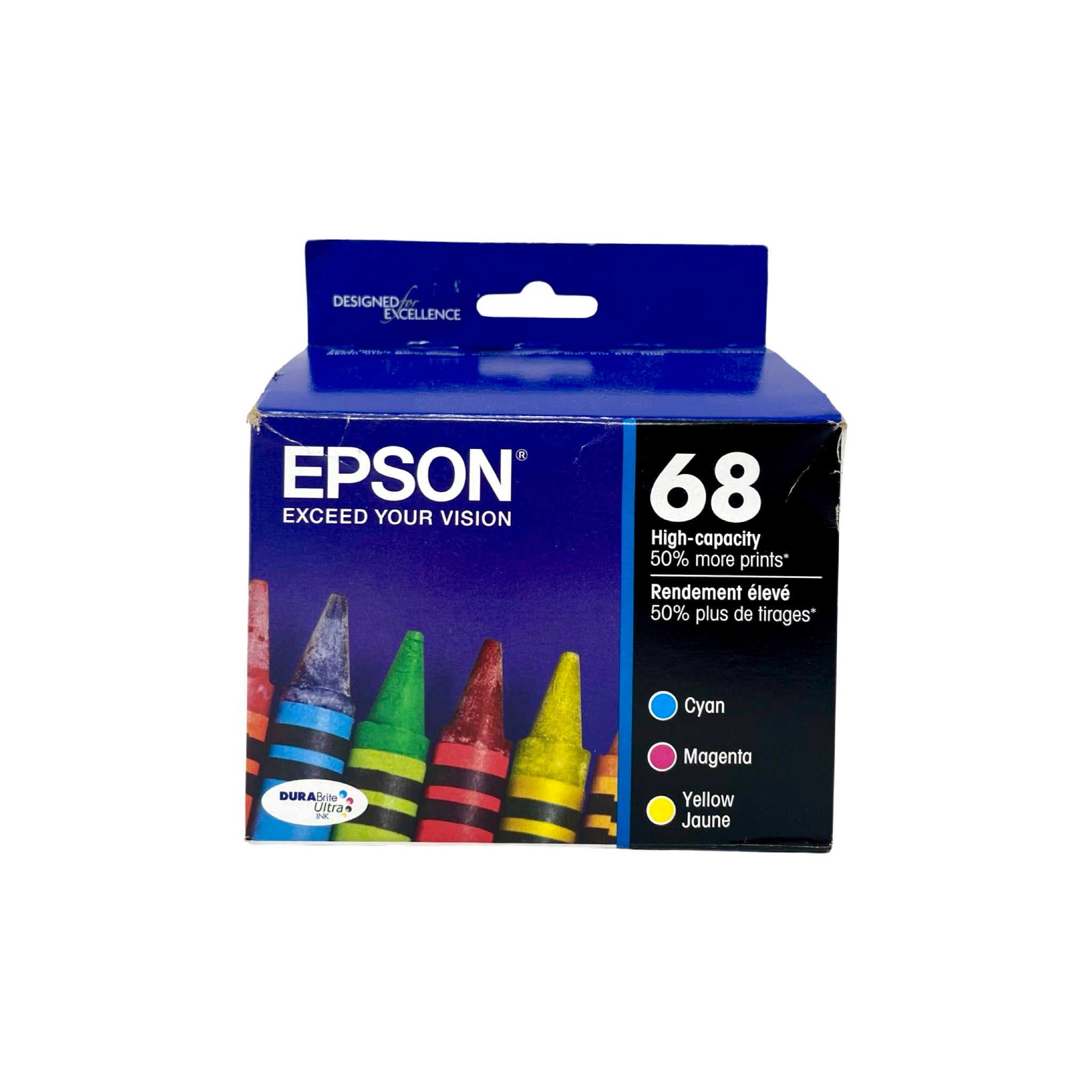 Genuine Epson 68 Multipack Color Combination Ink Cartridges, High Yield, 3/Pack (T068520-S)