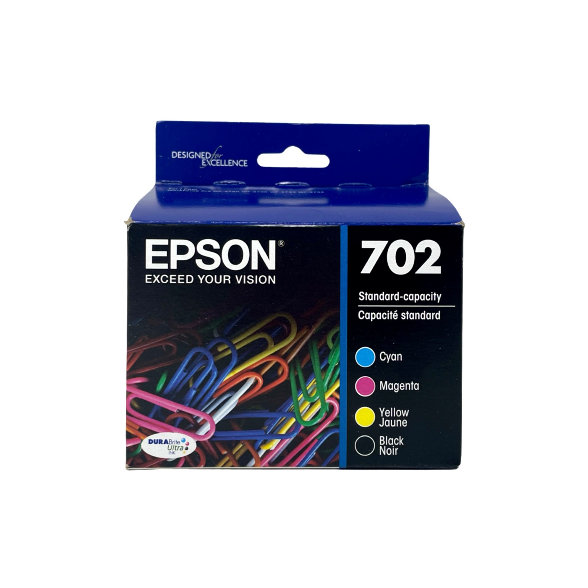 Genuine Epson 702 Black/Color Ink Cartridges, Standard, 4/Pack (T702120-BCS)