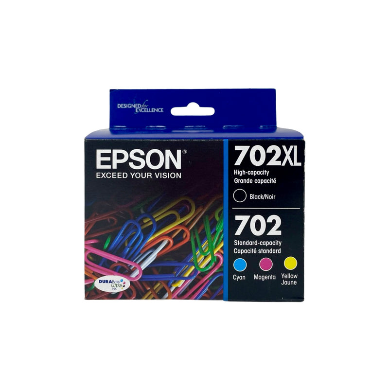 Genuine Epson 702XL/702 Black/Color Ink Cartridges, High Yield/Standar