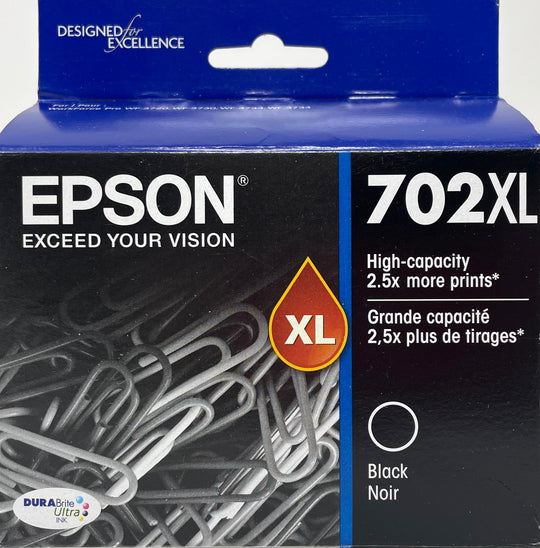 Genuine Epson 702XL Black Ink Cartridge, High Yield (T702XL120-S)