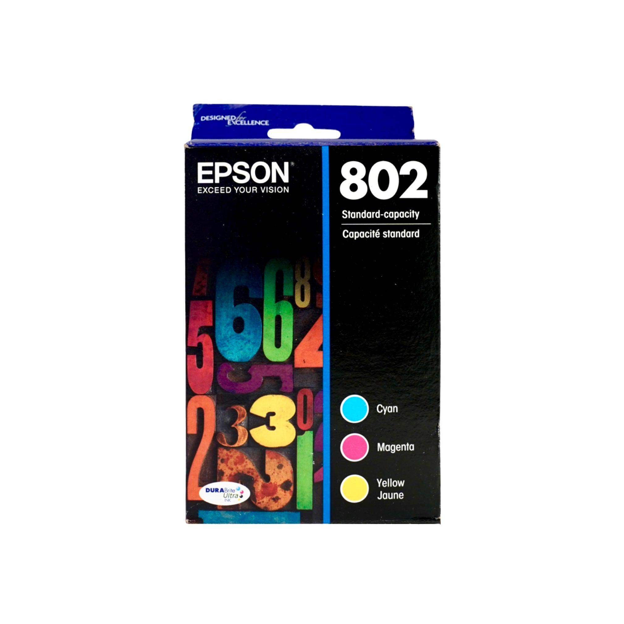 Genuine Epson 802 Color Combination Ink Cartridges, Standard Yield, 3/Pack (T802520-S)