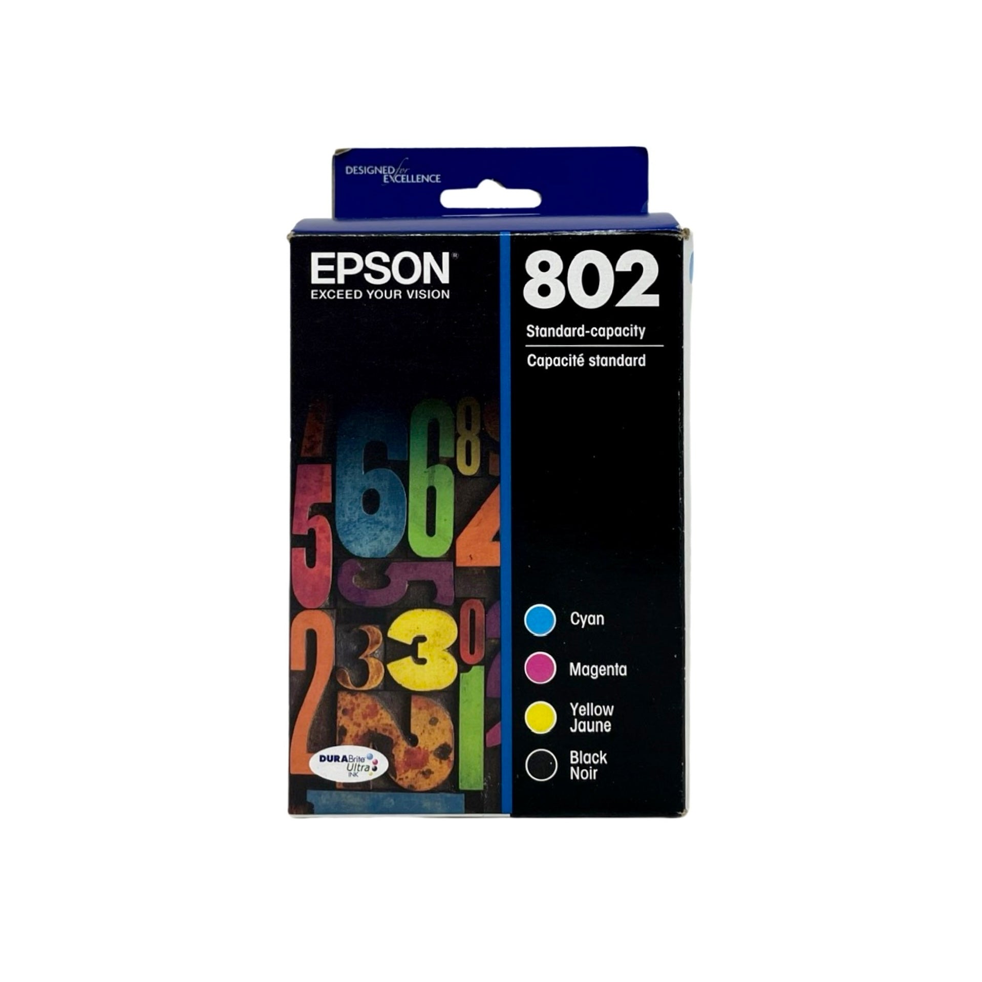 Genuine Epson 802 Black/Color Ink Cartridges, Standard, 4/Pack (T802120-BCS)