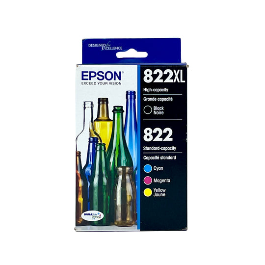 Genuine Epson 822XL/822 4-Pack High-Yield Black/Standard Capacity Multi Ink Cartridges - Cyan/Magenta/Yellow/Black