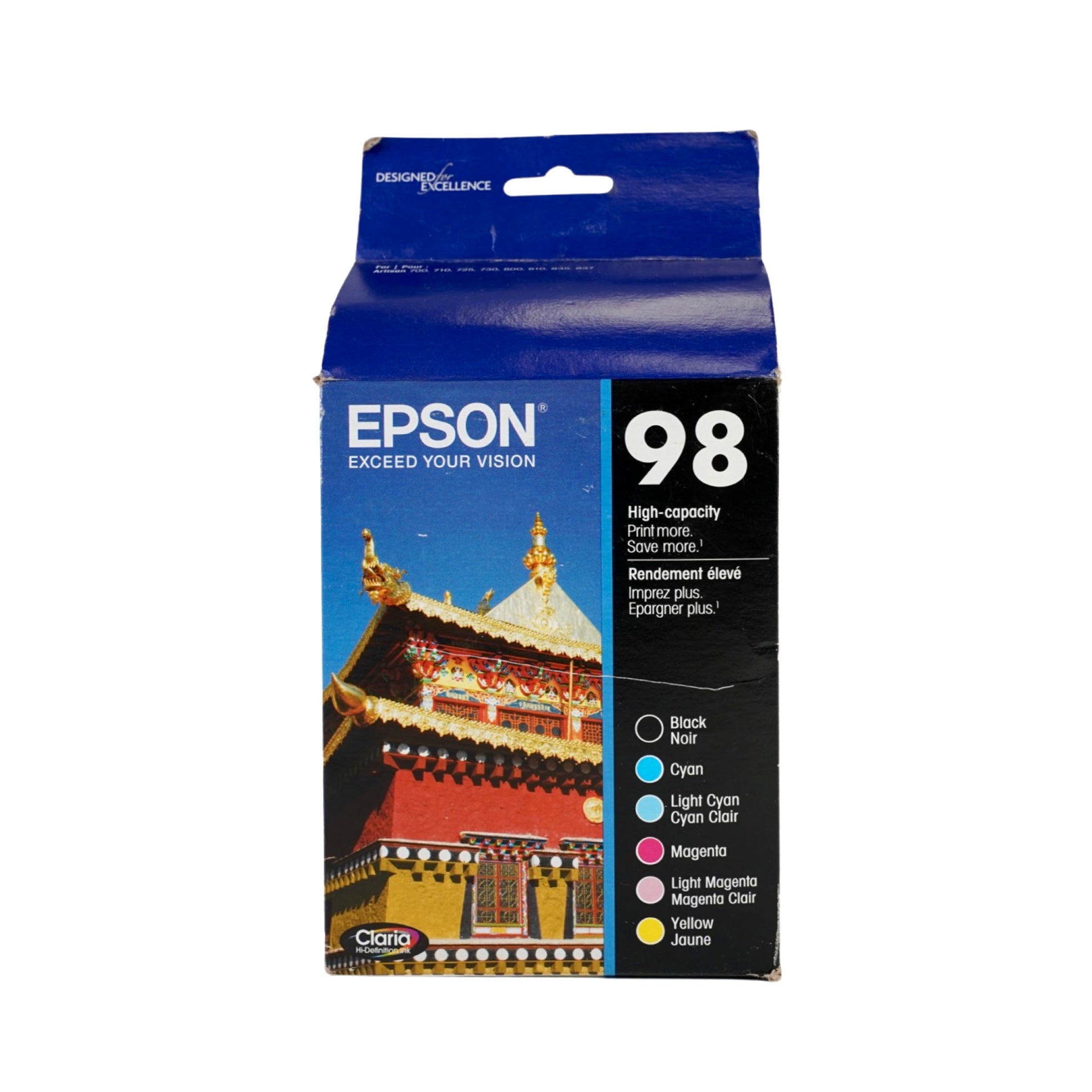 Genuine Epson 98 Black/Color Ink Cartridges, High Yield, 6/Pack (T0981