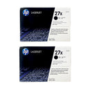 Genuine HP 27X 2-Pack C4127D Black High-Yield LaserJet Toner Cartridge Dual-Pack C4127X