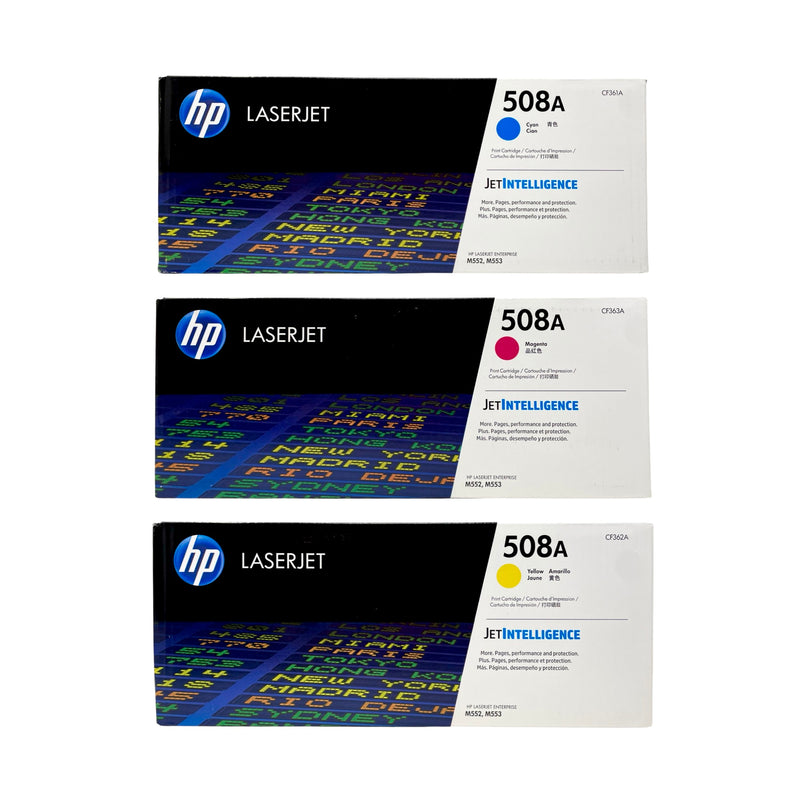 hp 純正トナー　508X 508A イエロー　マゼンタ　シアン　まとめて HP 508A Toner 3 Pack - CF360AM - Cyan Magenta Yellow -Original HP Lase