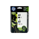 Genuine HP 61 Black/Tri-color Original Ink Cartridges, Multi-pack (2 cart per pack)