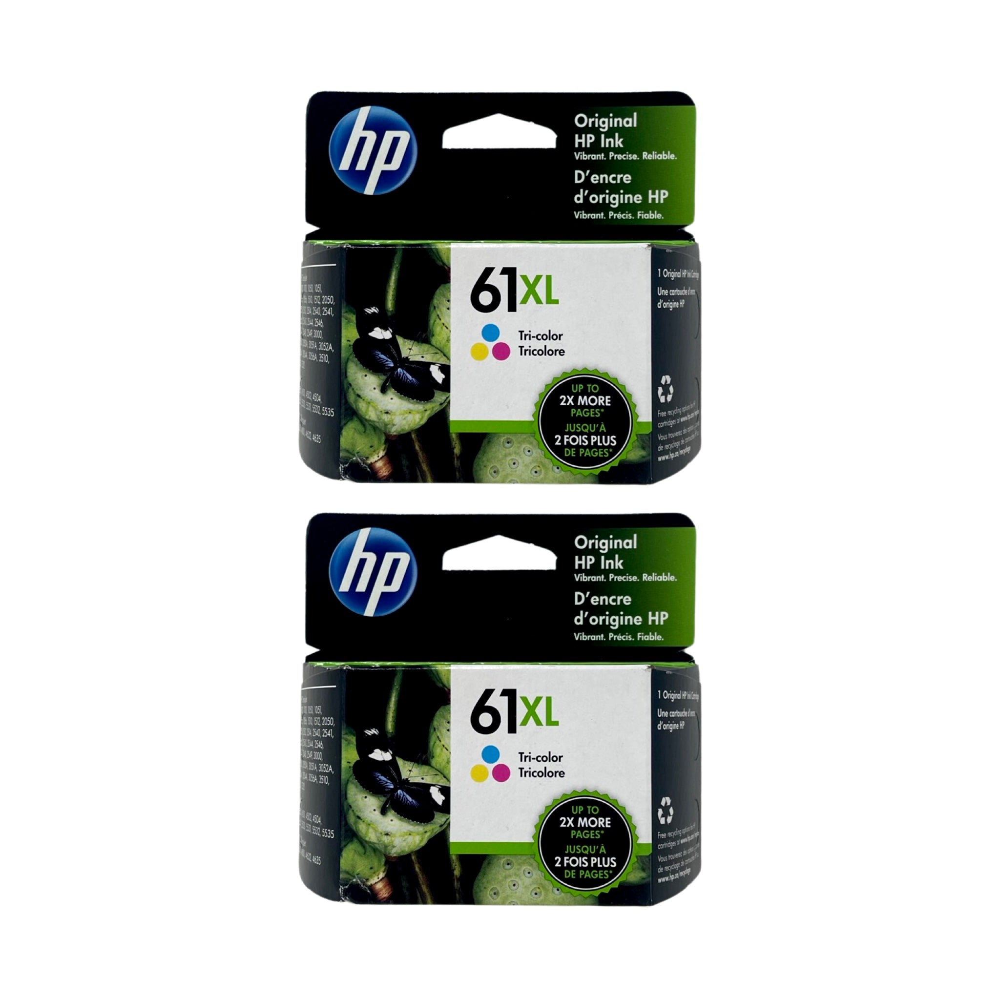 Genuine HP 61XL Color 2-Pack Ink Cartridges, High Yield