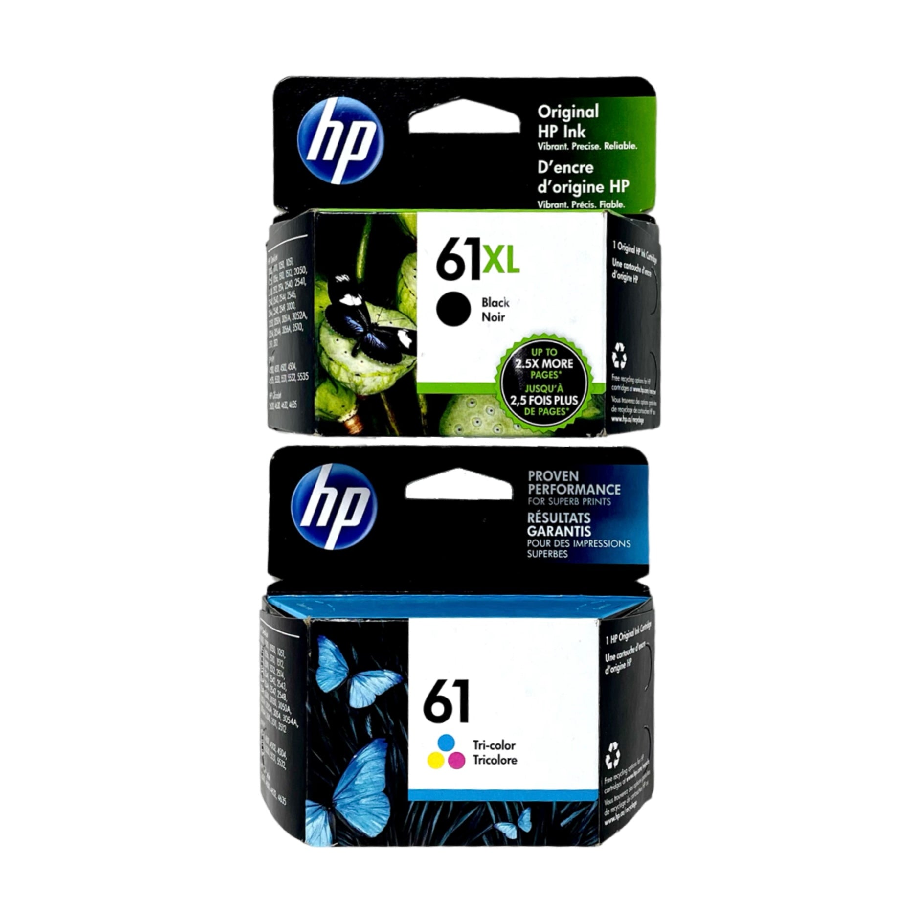 Genuine HP 61XL Black High-Yield and 61 Tri-Color Ink Cartridges Multi-Pack 2-Pack (CZ138FN