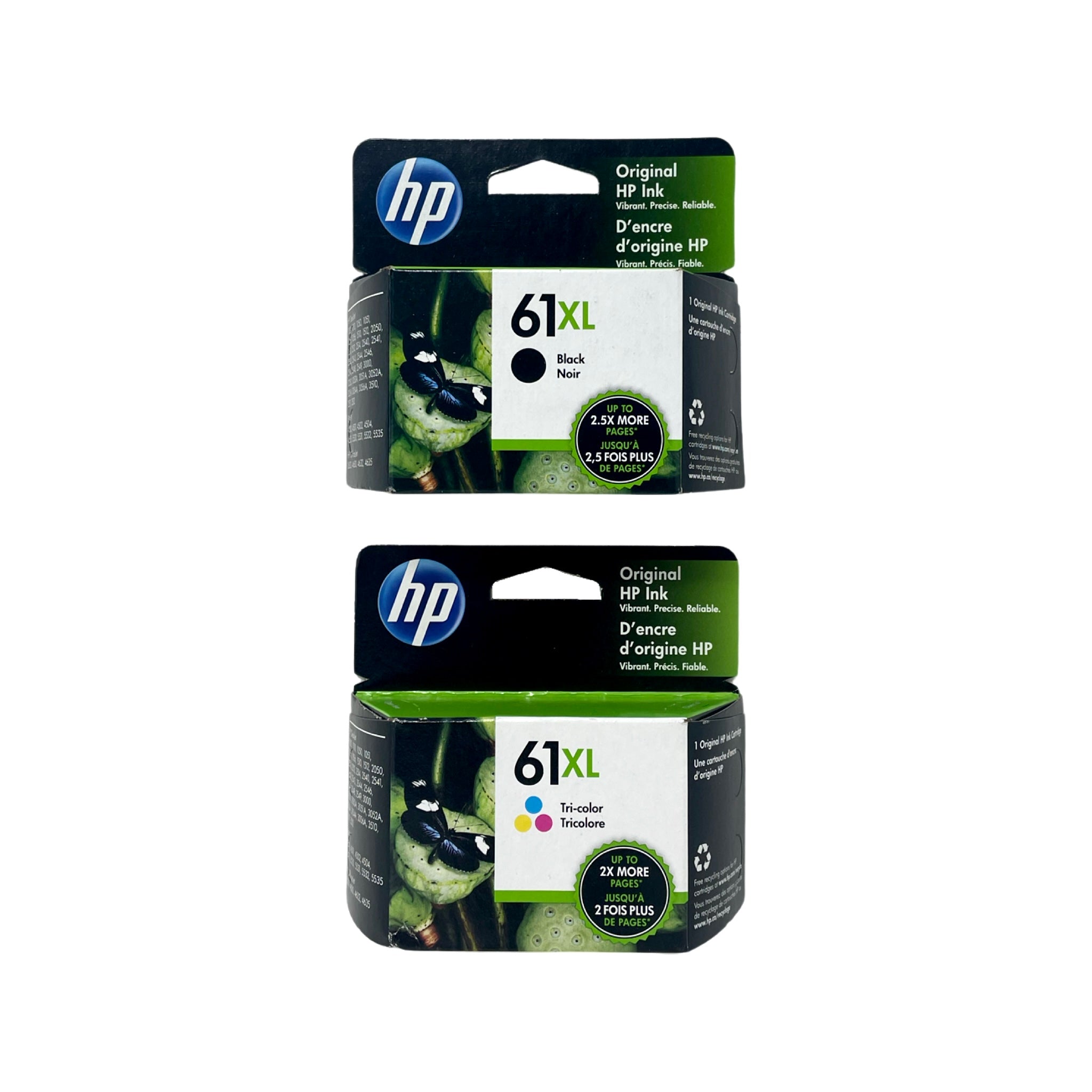 Genuine HP 61XL Black and Color Inkjet Cartridges, 2-Pack