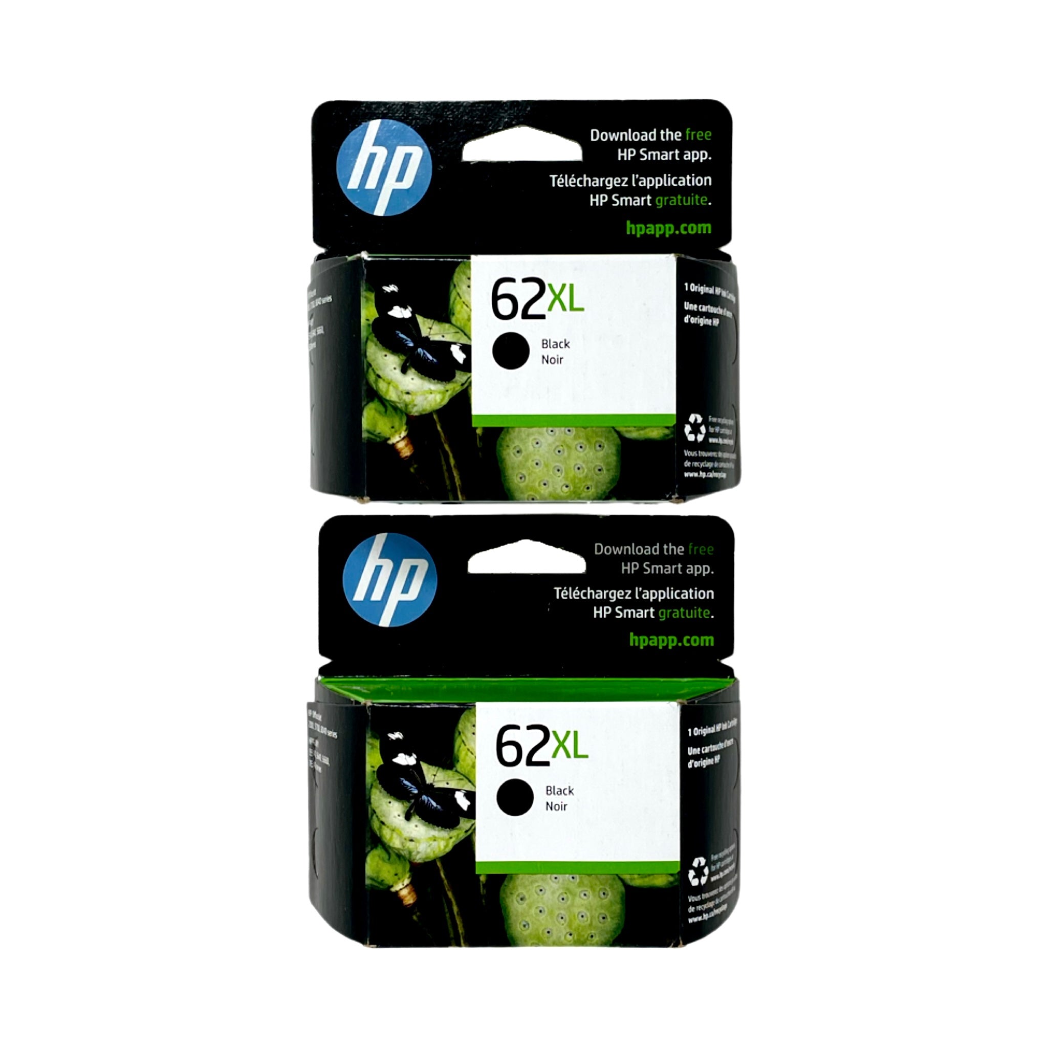 Genuine HP 62XL High Yield Ink Cartridge, Black, 2-count