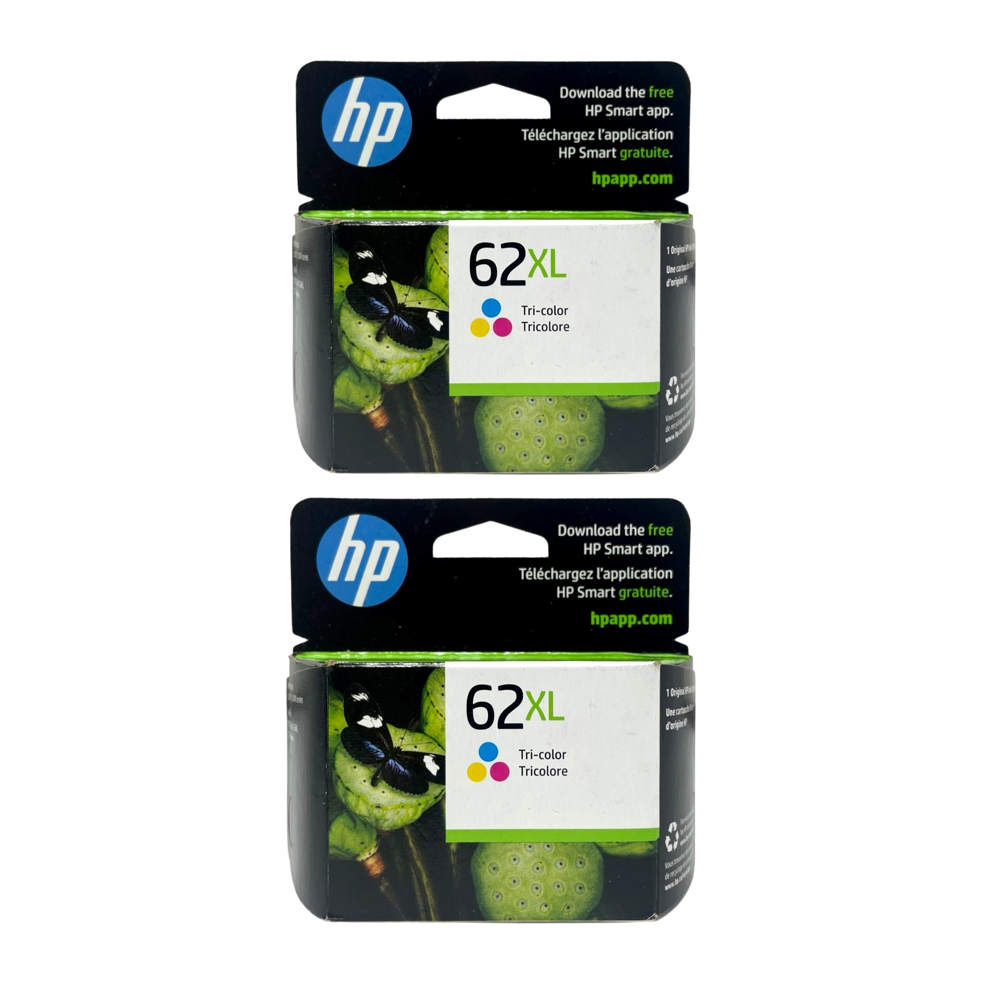 HP 62XL High Yield Ink 2 Pack - Tri Color - Original HP LaserJet Ink Cartridges