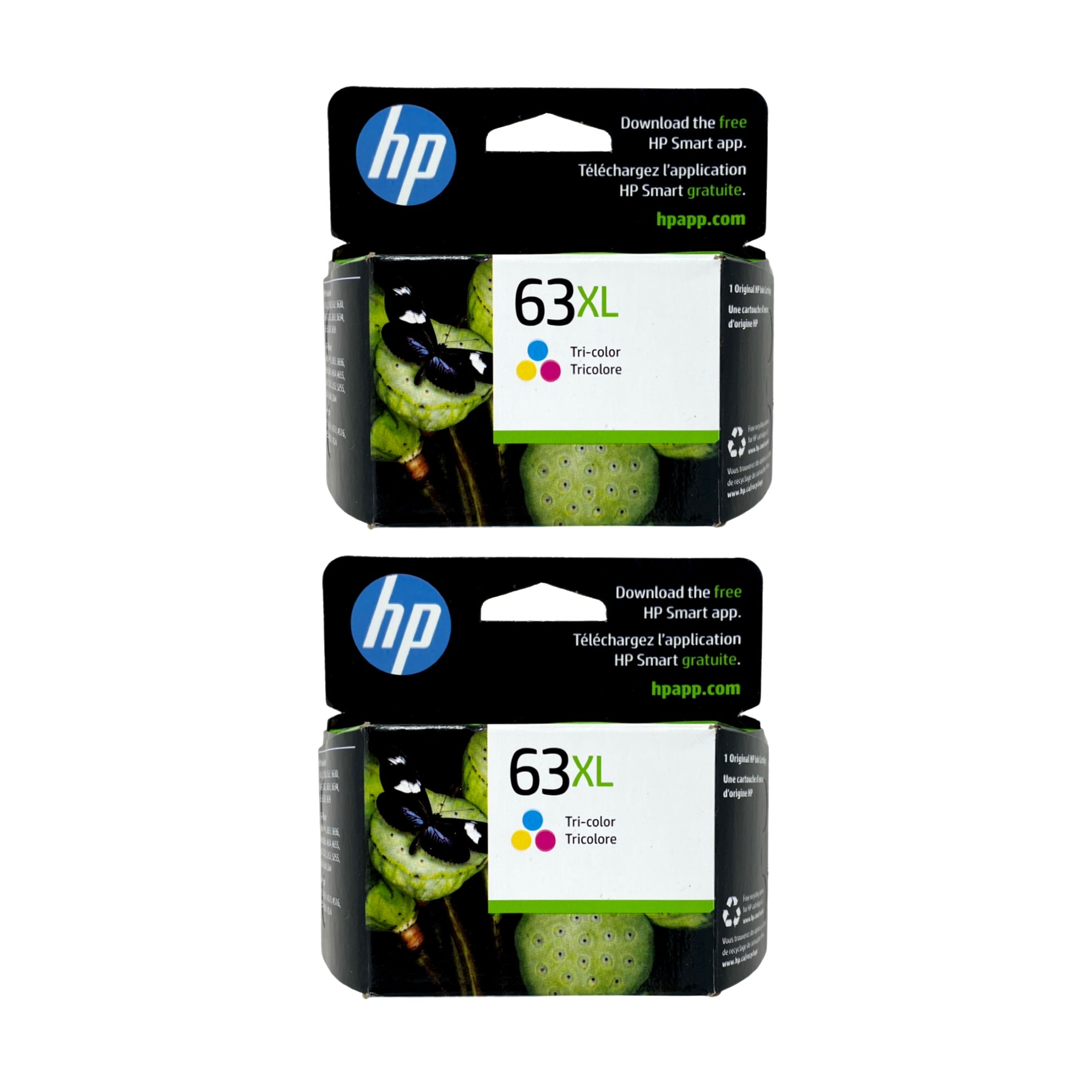 Genuine HP 63XL Tri-Color 2-Pack Ink Cartridges, High-Yield