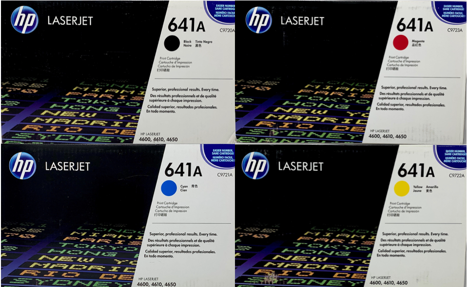 Genuine HP 641A SET C9720A C9721A C9722A C9723A Black Cyan Magenta Yellow LaserJet Toner Cartridges