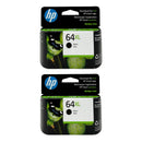HP 64XL High Yield Ink 2 Pack - Black - Original HP LaserJet Ink Cartridges