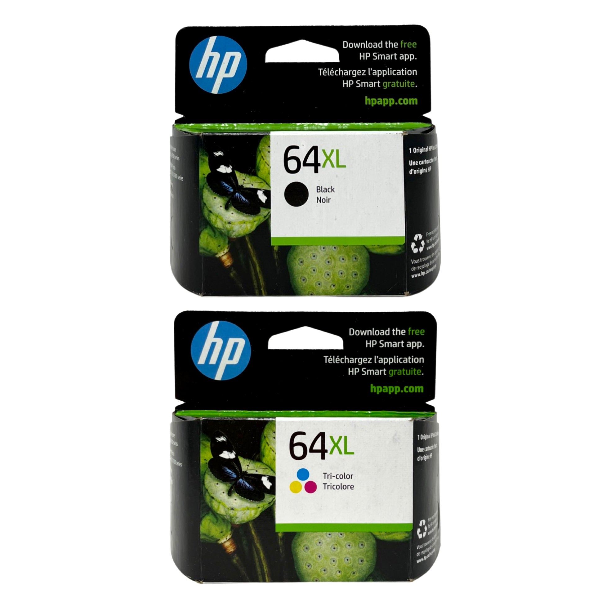 HP 64XL High Yield Ink 2 Pack - Black Tri Color - Original HP LaserJet Ink Cartridges