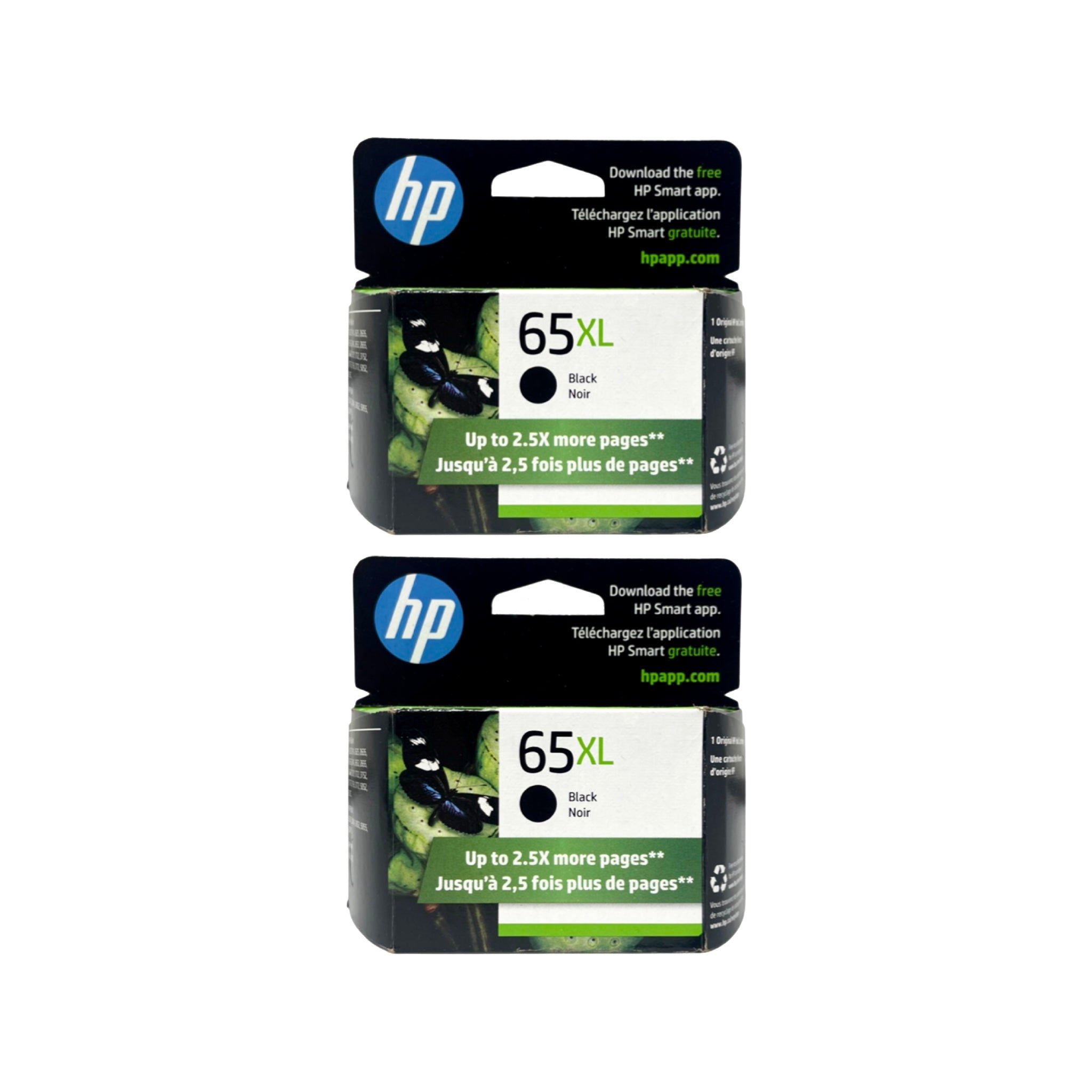 Genuine HP 65XL Black Ink Cartridges, High Yield, 2-Pack