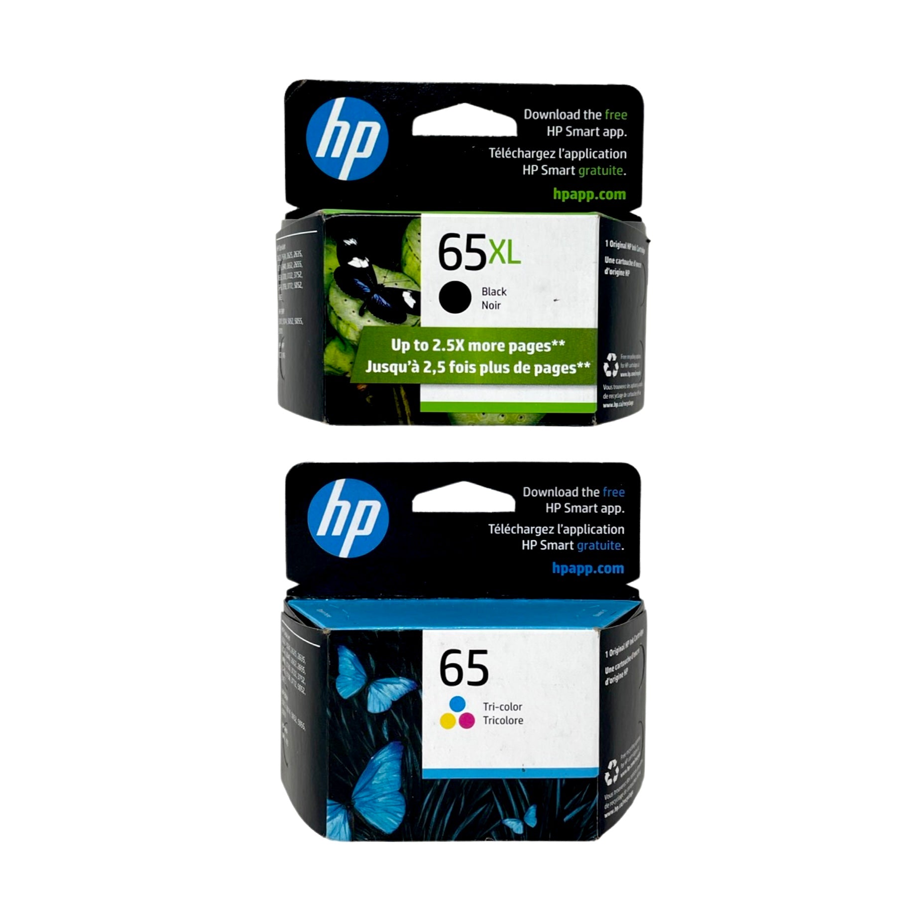 Genuine HP 65XL Black High-Yield and 65 Tri-Color Ink Cartridges Multi-Pack 2-Pack