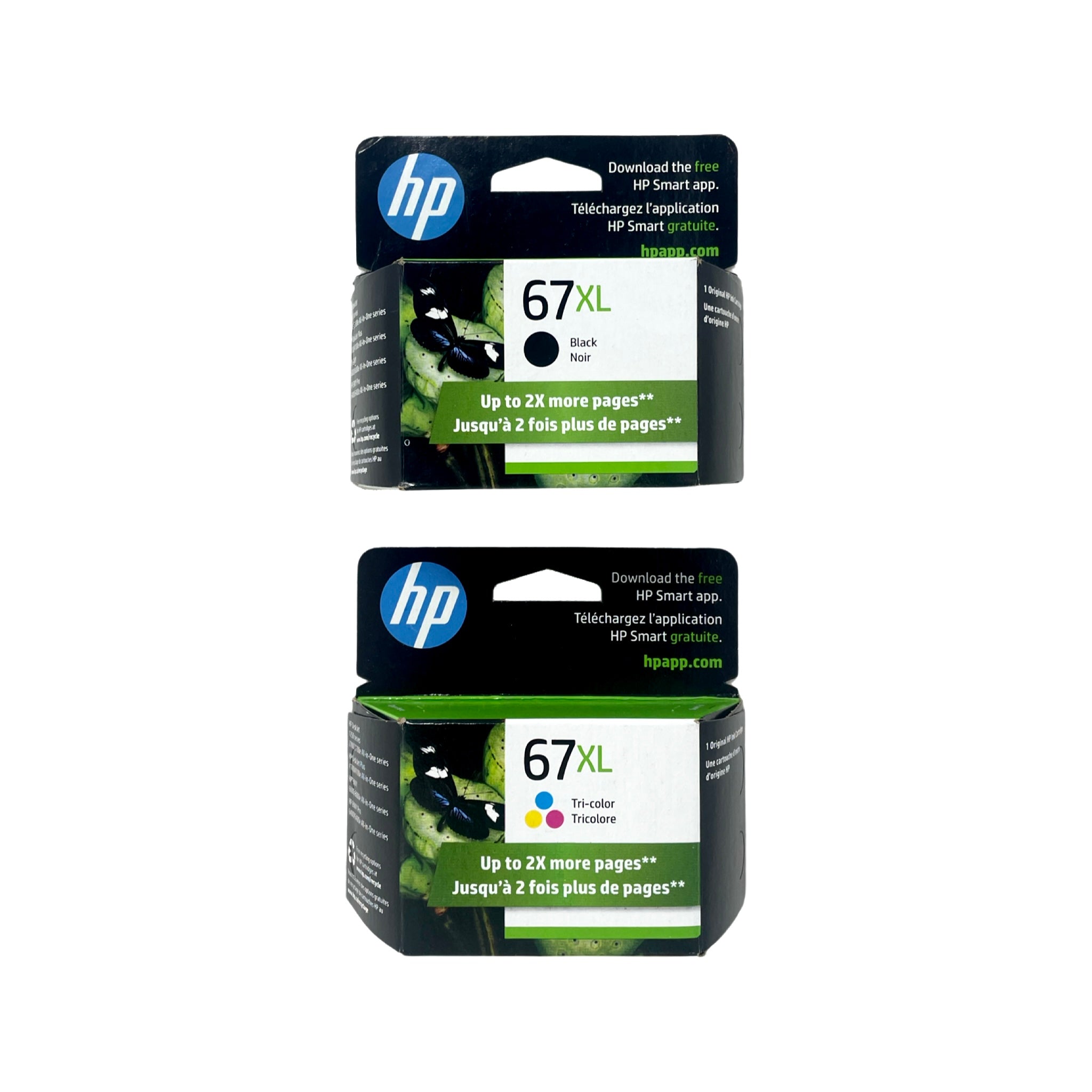 Genuine HP 67XL Black/Tri-Color High Yield Ink Cartridge, 2/Pack