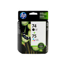 Genuine HP 74/Genuine HP 75 Black/Color Ink Cartridges, Standard Yield, 2/Pack (CC659FN