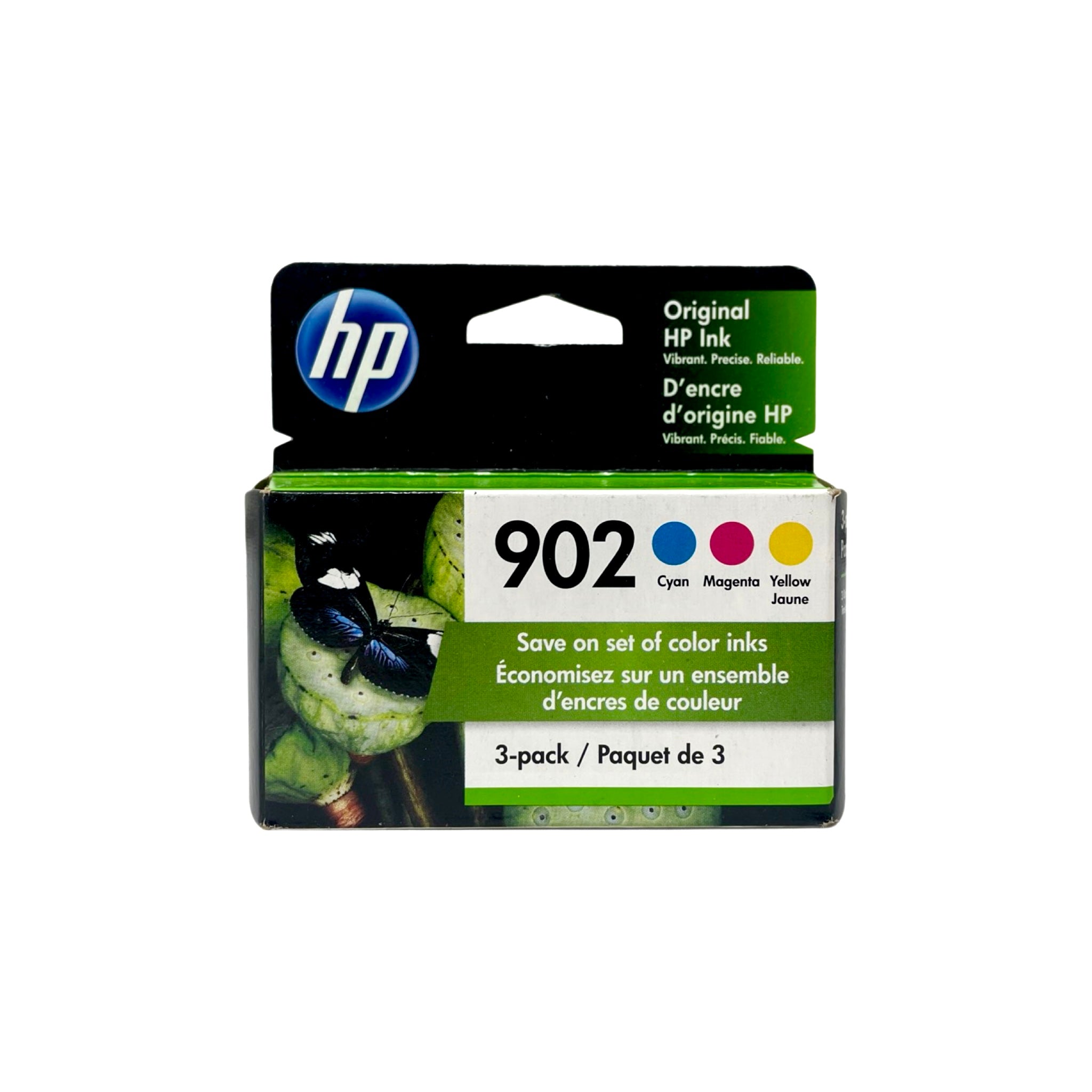 Genuine HP 902 Cyan/Magenta/Yellow Standard Yield Ink Cartridges, 3/Pack (T0A38AN)